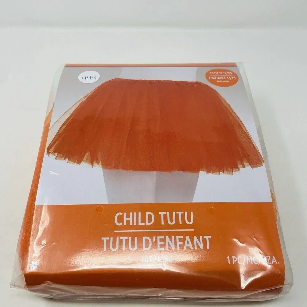 Youth Child Size S/M Mesh Tutu Skirt Orange Ideal for Play Pretend Halloween 444